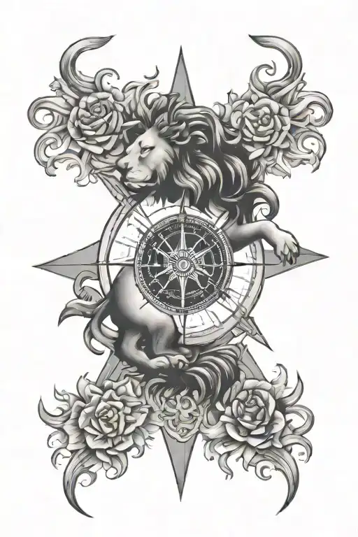 Compass Rose And Lion