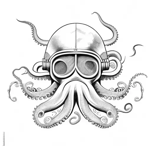 Old Diver Helmet With Octopus Tentacles
