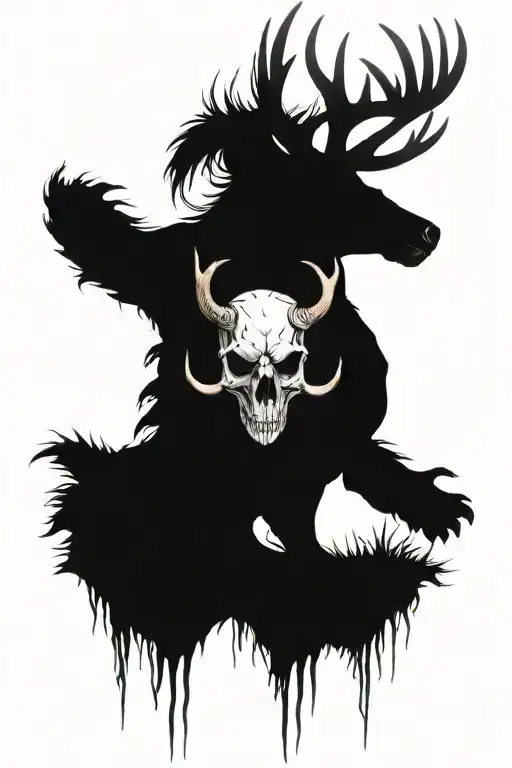 European Dear Skull With Son And Dad Hunters