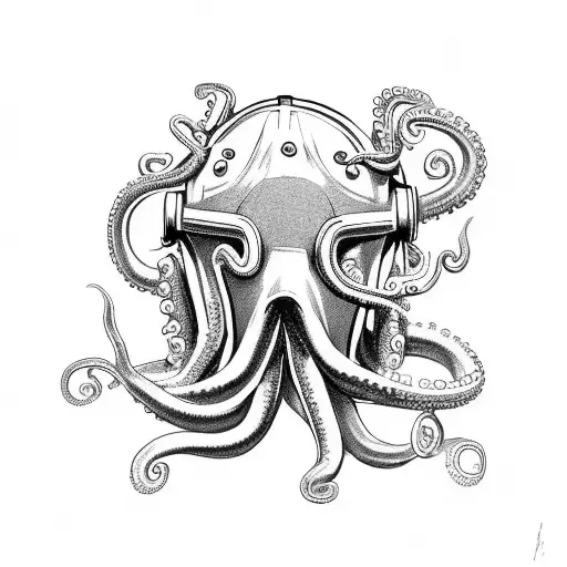 Old Scuba Helmet With Octopus Tentacles