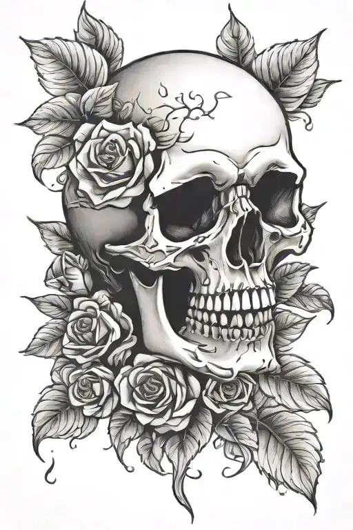 Skull With Manly Rose