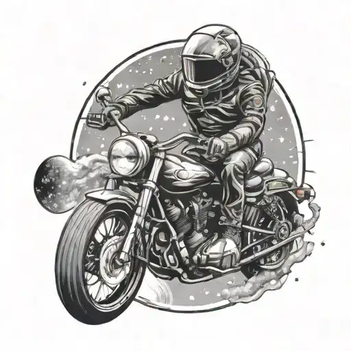 Illustrate A Motorcycle Racing Through A Cosmic Galaxy Scene