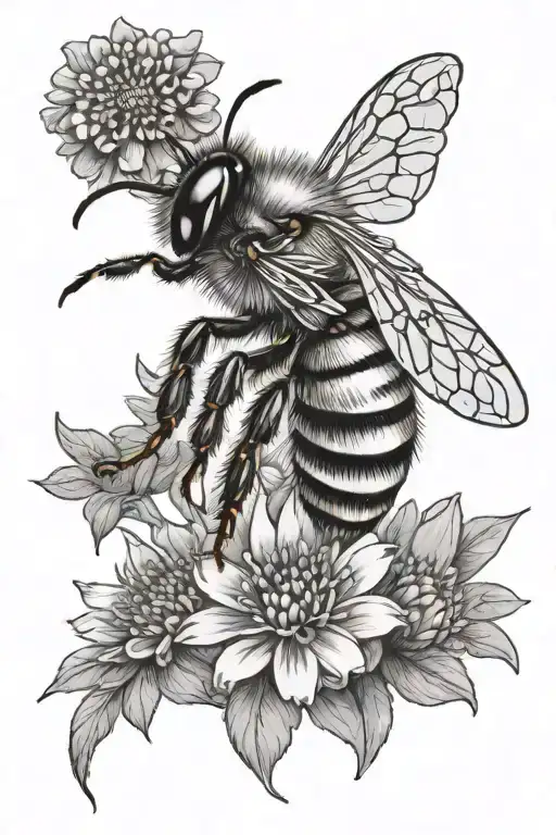 A Bee Perched On A Flower With Honeycombs In The Background On The Hip