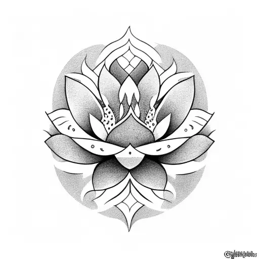 Lotus Flower With Crescent Moon