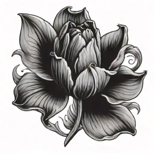 Tulip Flower With Dragon Flying