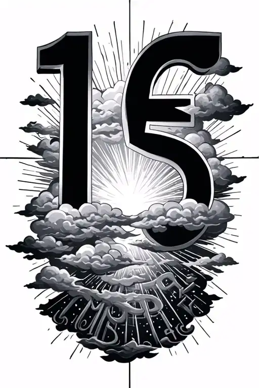 Roman Numbers Birthday With Clouds And Rays Shining Through