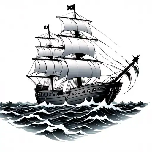 Pirate Ship On Stormy Sea