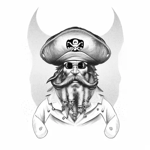 Grizzled Pirate Captain With Hat And Beard