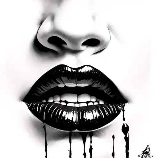 Woman Vampire Lips Biting Lower Lip