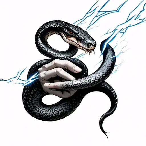 Lightning On Hand Turning Into A Snake Wrapped