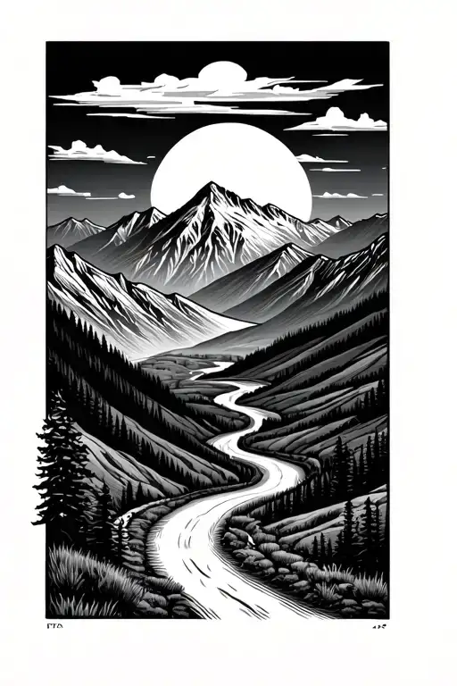 Road Winding Through Mountain Range