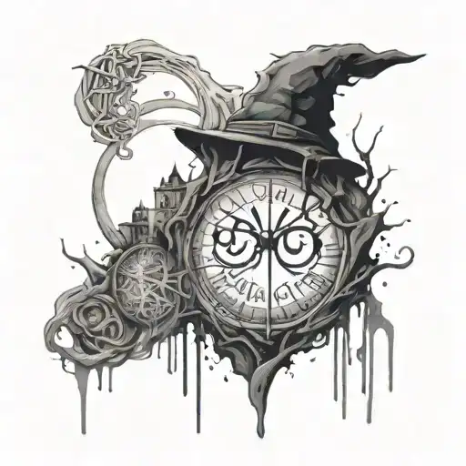 Harry Potter And Lord Of The Rings Intertwined And Watercolor Stains