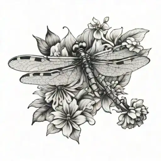 Dragon Fly With Flower Still I Rise