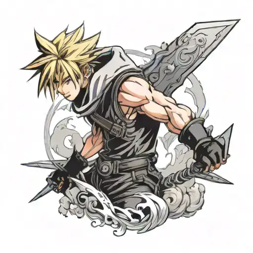 Cloud Strife Surrounded By Lifestream