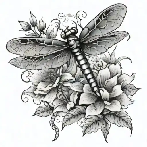 Dragon Fly With Flower Still I Rise Again