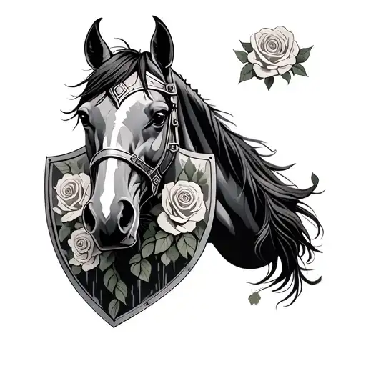 Roses Sheild Horse Knight