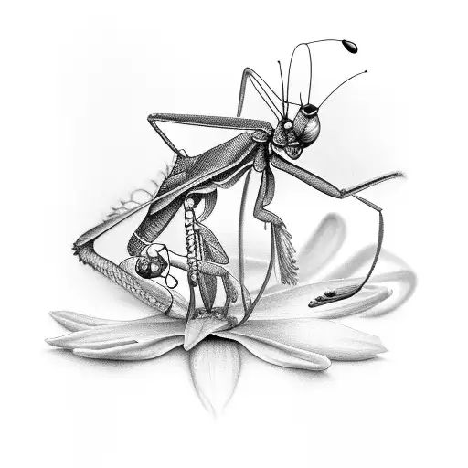 Pray Mantis And Lily Of The Valley