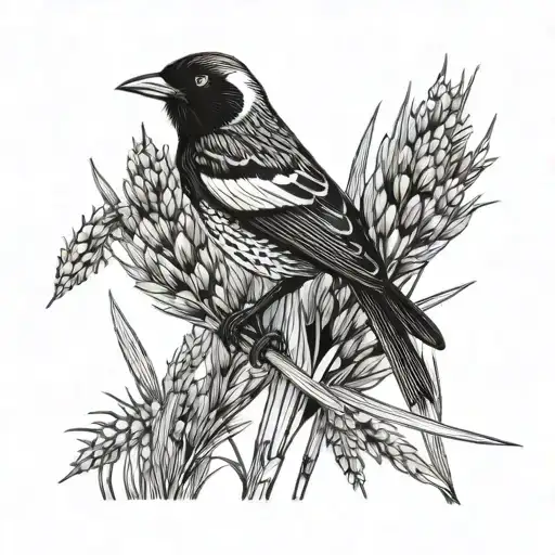 Red Winged Blackbird Perched On Cattail Plant