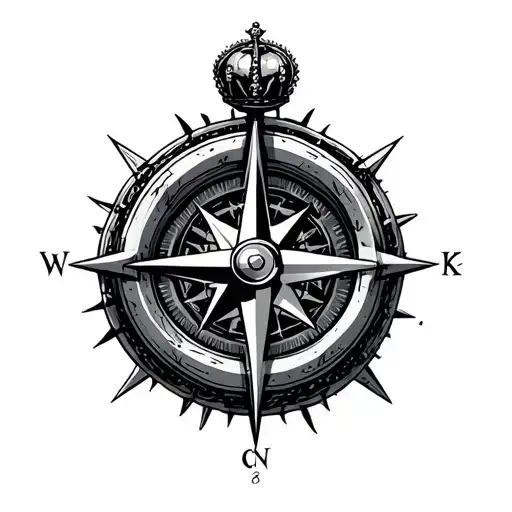 Nautical Compass With Ball Family Crest Heraldry Crown