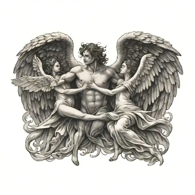 Flying Angel Holding Hands Reaching Towards Living A Fulfilling