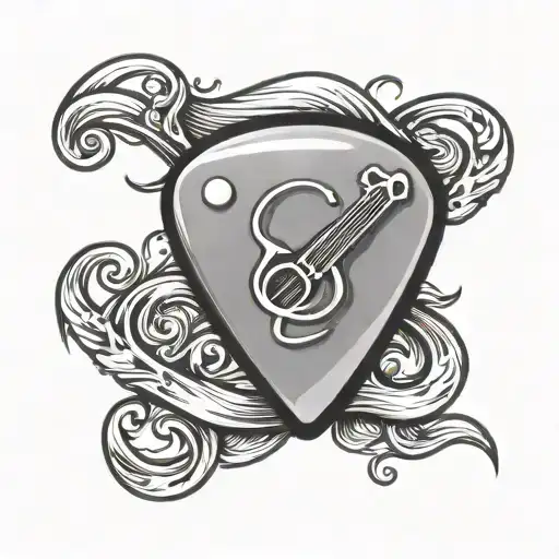 Guitar Pick With Safety Pin Inside Representing The Client's