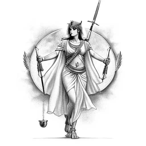 Greek Goddess Athena Wearing Godly Robes And Her Healm Getting Ready For Battle With Her Owl Nearby