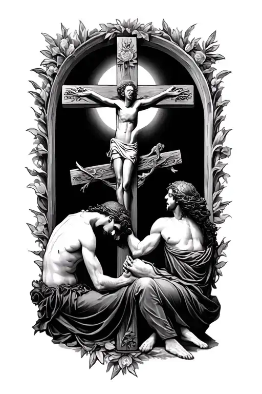 A Pheniox Bowing At The Christian Cross