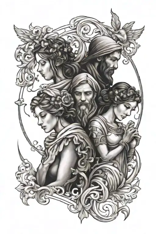 Linked Biblical Couples Tattoo Design