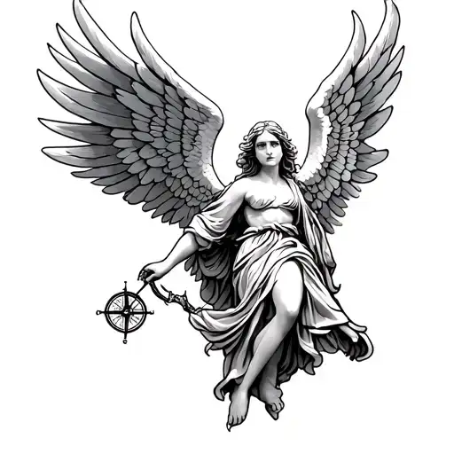 Winged Angel With Compass