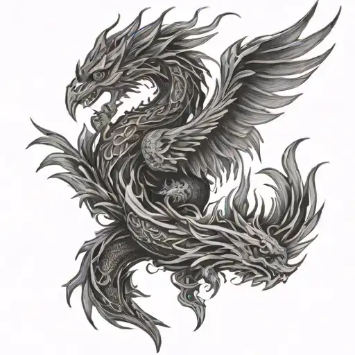 Phoenix And Dragon Intertwined