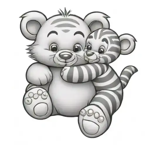 Baby Bear Hugging A Baby Tigger