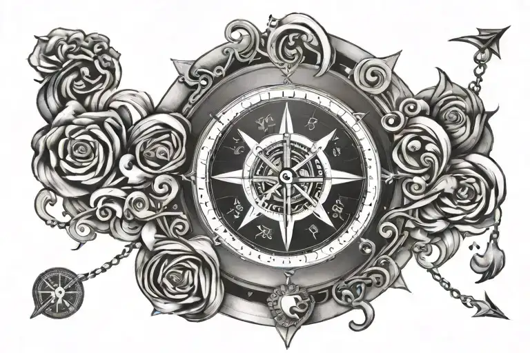 A Compass Surrounded By An Enzo Circle Made Out Of Heartbeats Of My Kids