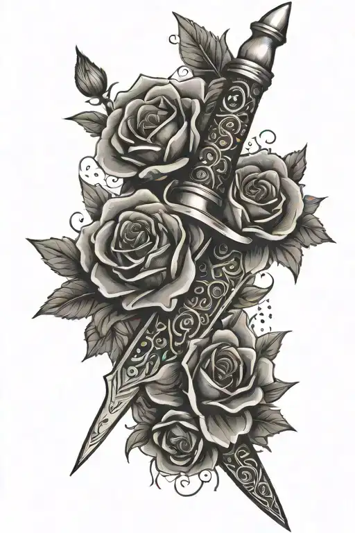 Dagger With Flowers Wrapped