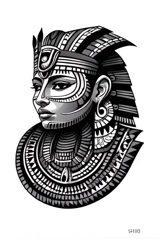 Dotted Work With Tribal And Eygptian