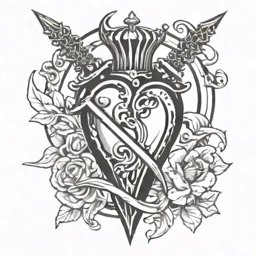 Simple Heart With Dagger Piercing Through
