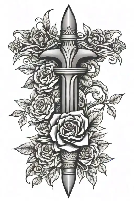Simple Dagger With Flowers Wrapped
