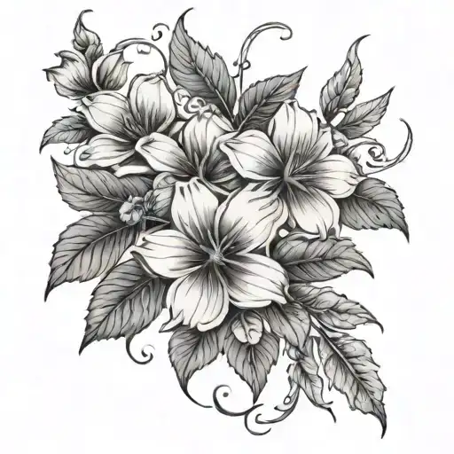 Flowers With Leaves And Dry Vine