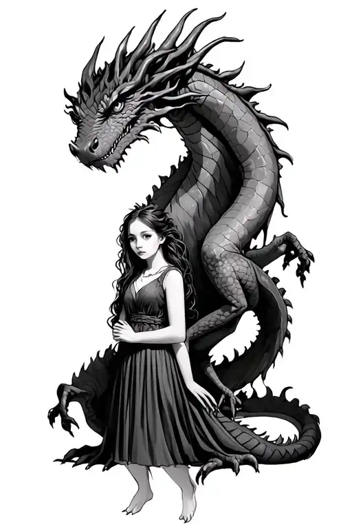 Tree Dragon And A Girl