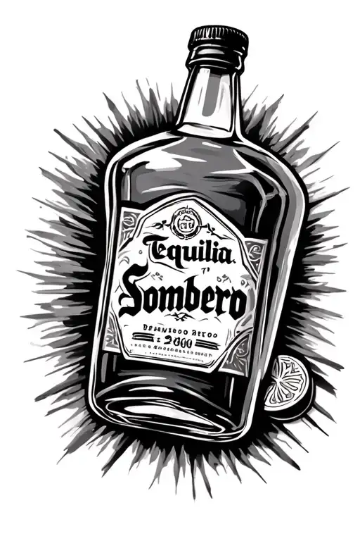 Tequlia Bottle With Somberro