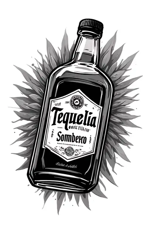 Tequlia Bottle With Somberro