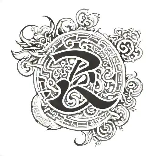 Number 6 With Chinese Art Representation