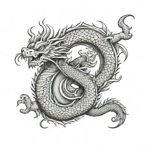 Number 6 With Chinese Art Style With Dragon