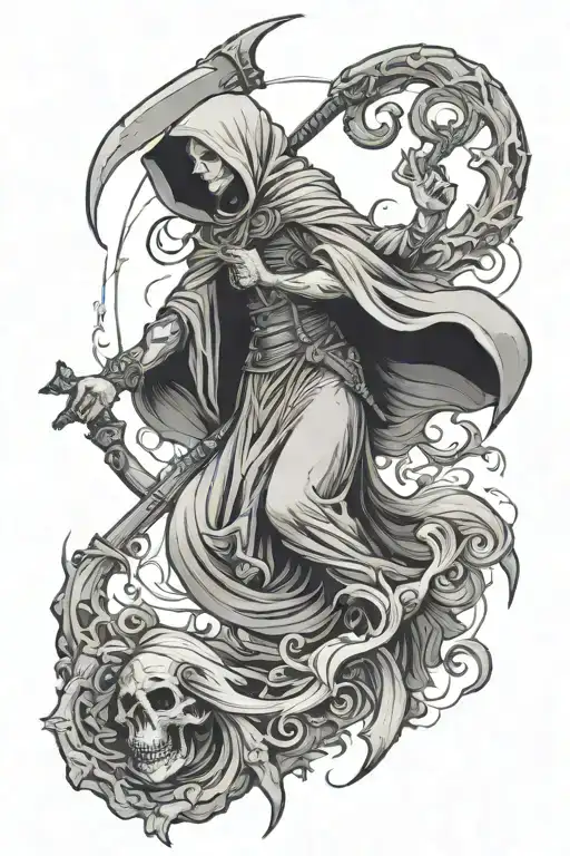 A Woman Defeating Grim Reaper