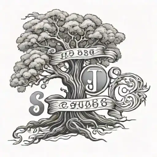 Tree With Letters J And J And Number 8668