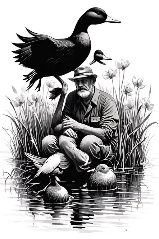 Ducking Hunting Scene With Me And My Dad Sitting In The Tulies