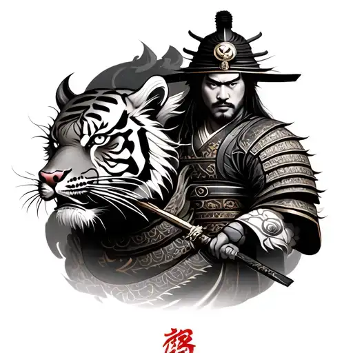 Samurai With Dragon And Tiger