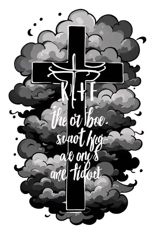 Bible Verse With A Cross With Clouds In The Back