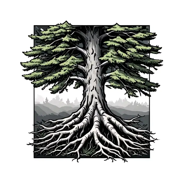 Simple Jack Pine Tree With Roots