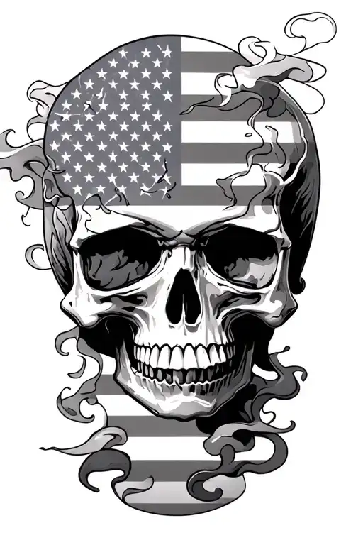 Skull American Flag Smoke Lightning