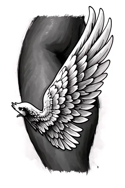Wing Tattoo On The Forearm Representing The Ones Who Have Passed Away